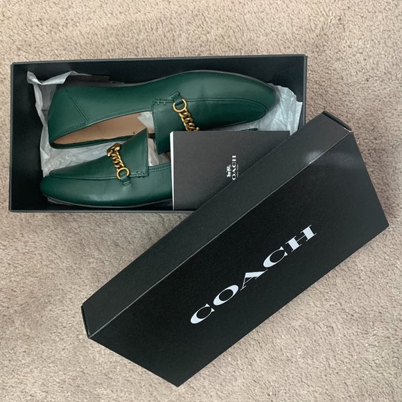 Coach Shoes - Coach Helena Leather Loafers in Jade